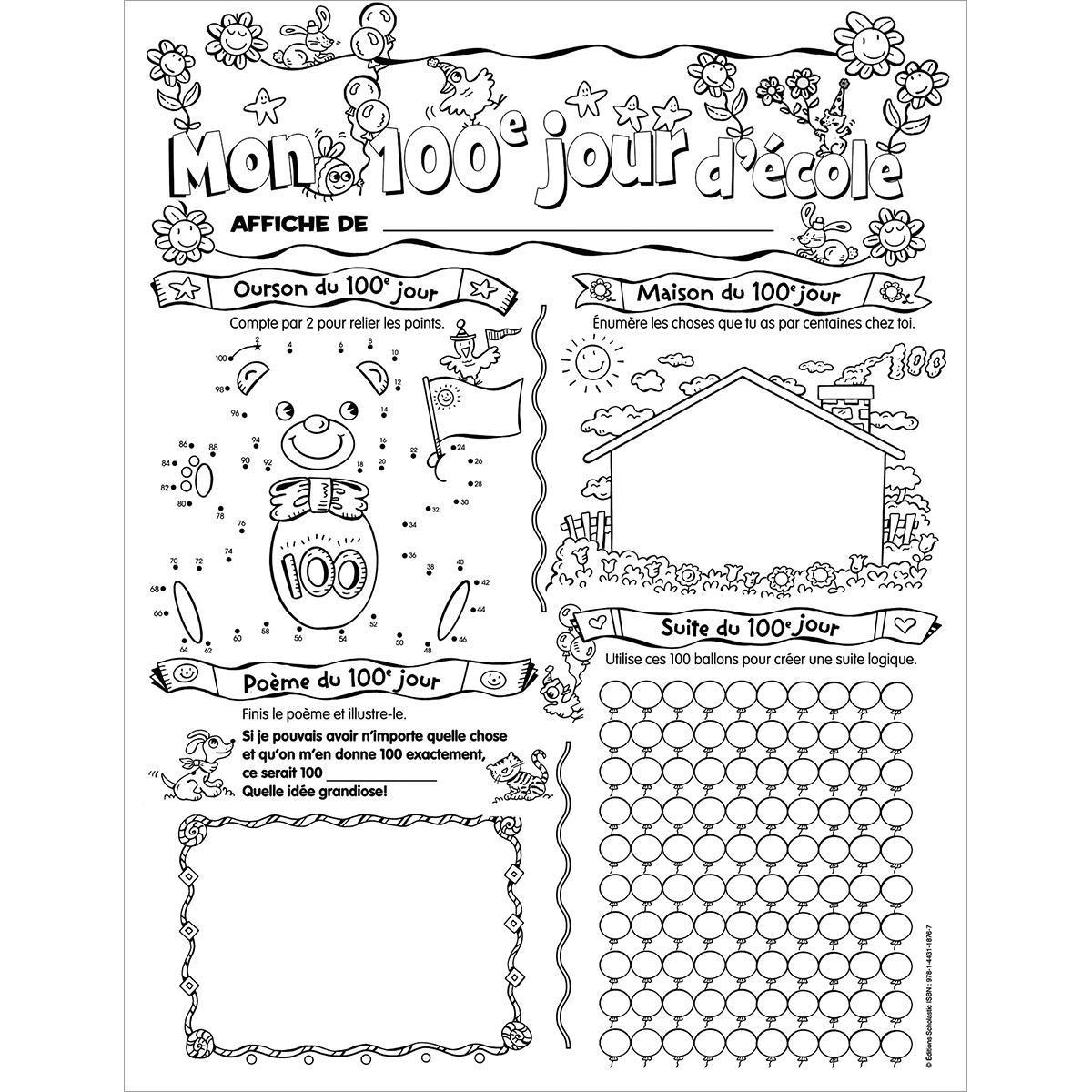  Ensemble d'affiches à compléter : Mon 100e jour d'école 