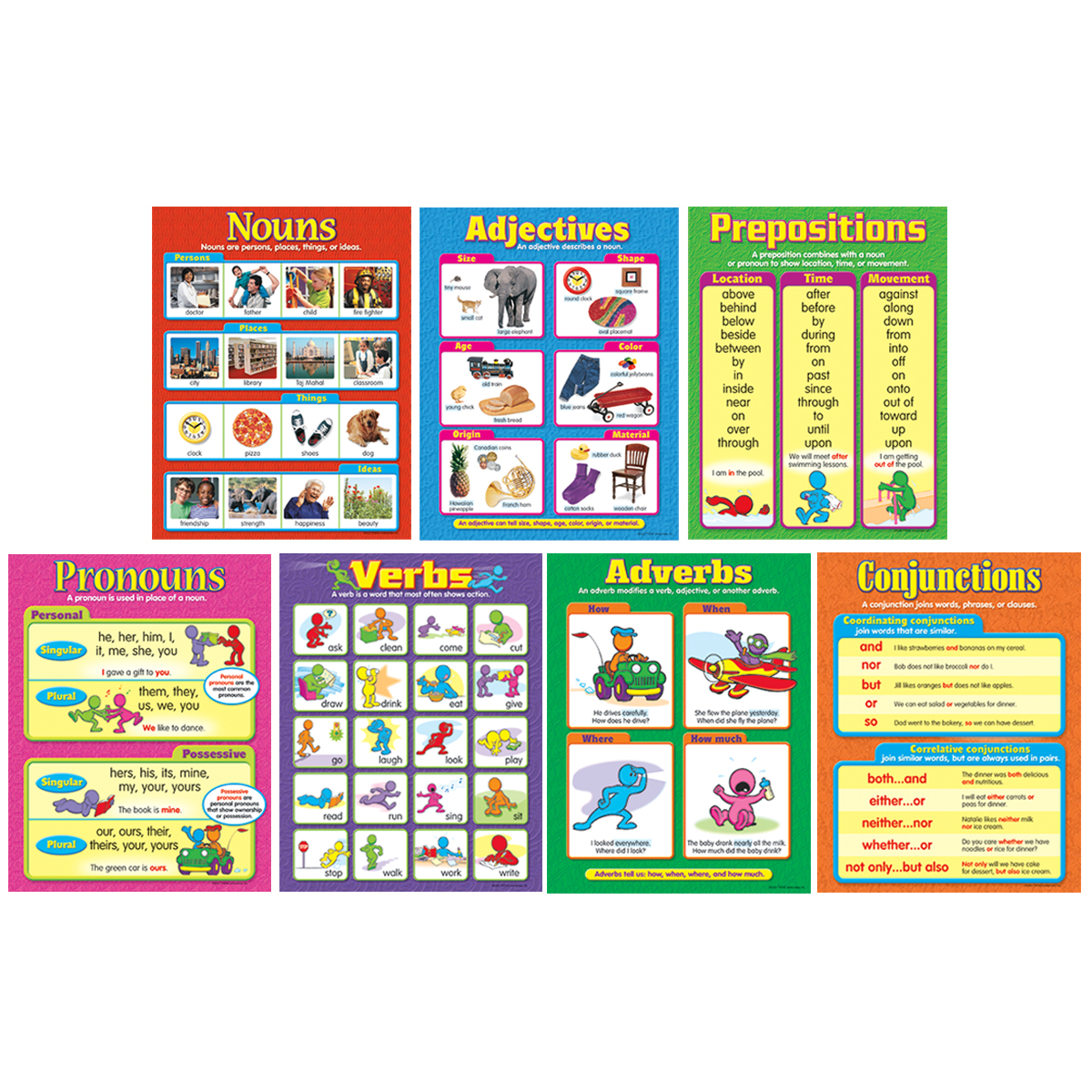  Seven Parts of Speech Charts 7-Pack 