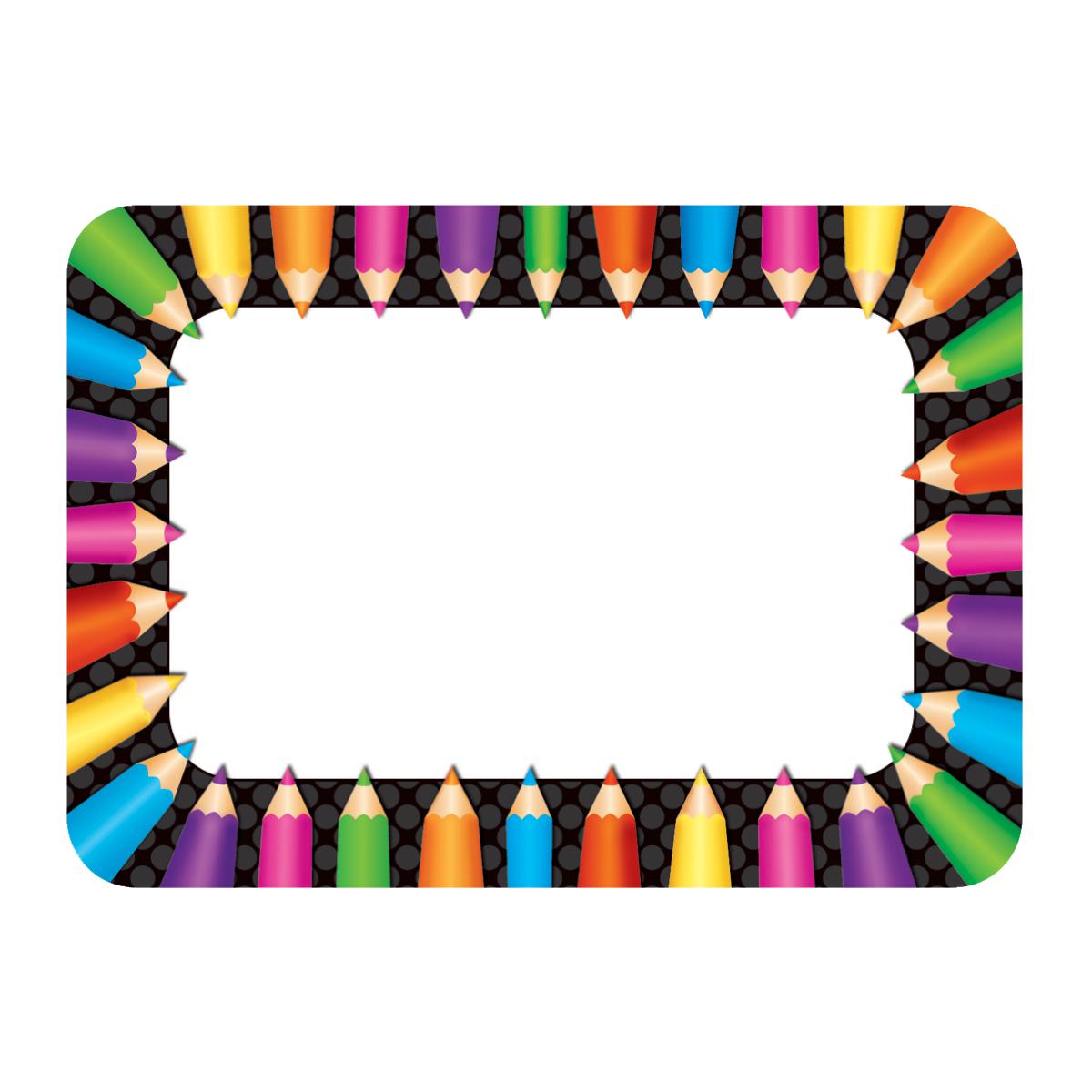  Coloured Pencils Name Tags and Labels 