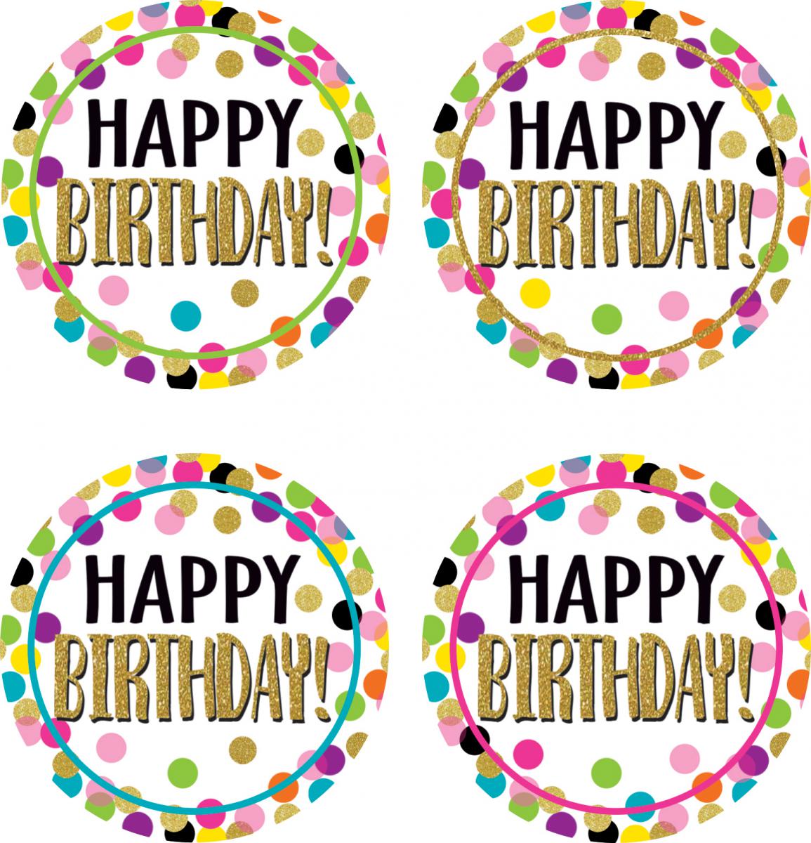  Confetti Happy Birthday Wear 'Em Badges 